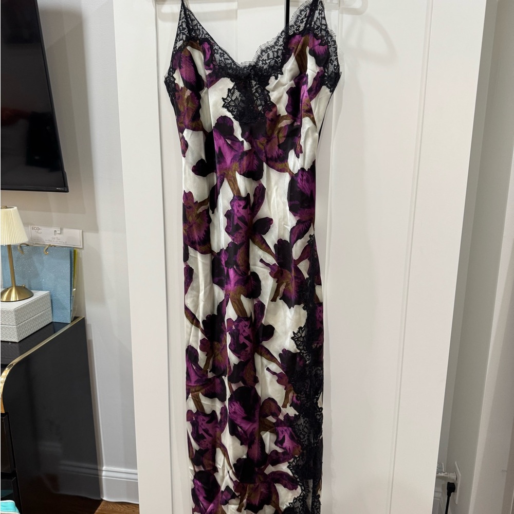 J. Crew Purple and Black Floral Slip Dress Iris Size 6